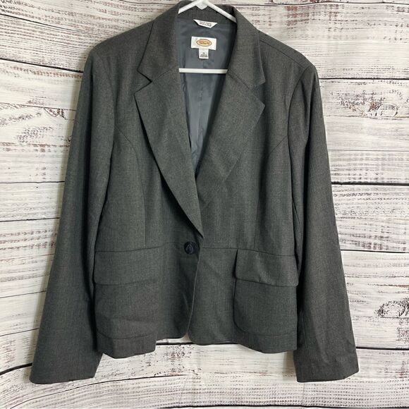 Talbots Blazer womens Size 16 wool blend one button jacket preppy Italian Fabric - Picture 1 of 12